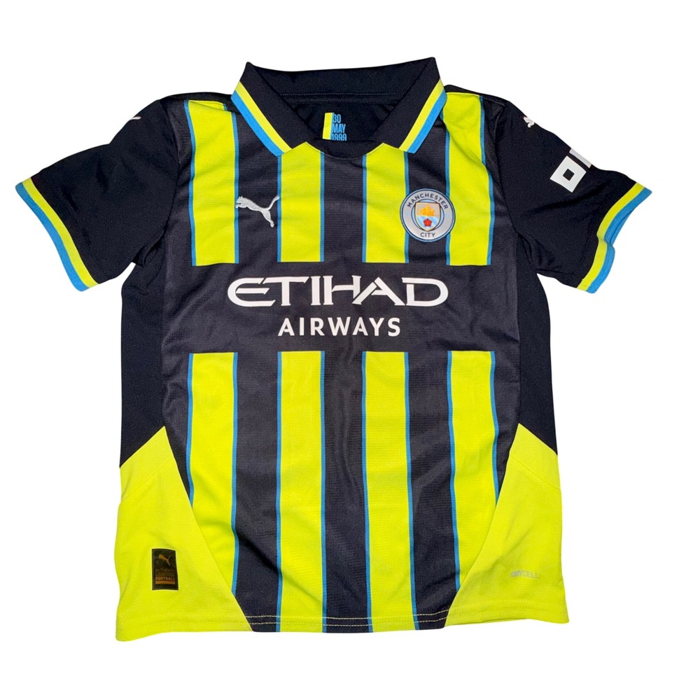 Puma Manchester City Away Jersey Soccer Shirt Neon M Youth Navy
